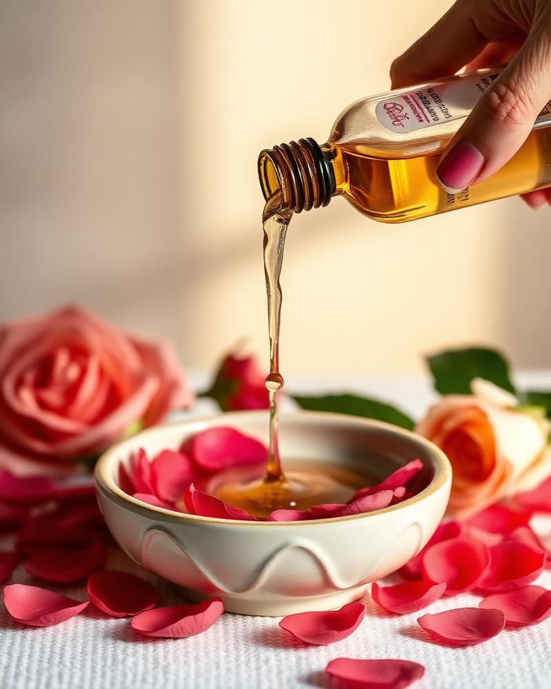 Aromatic massage oil with rose petals