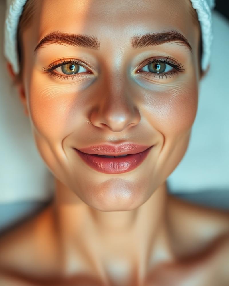 Glowing skin after facial